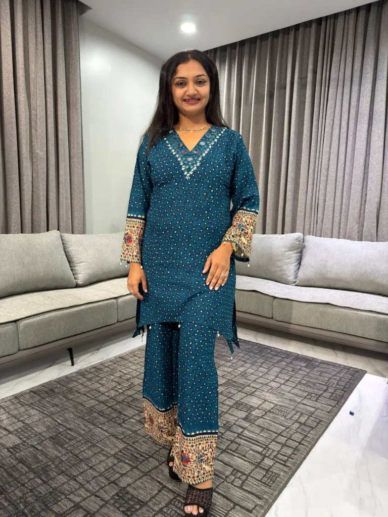 Royal Azure Printed Muslin Co-Ord Set