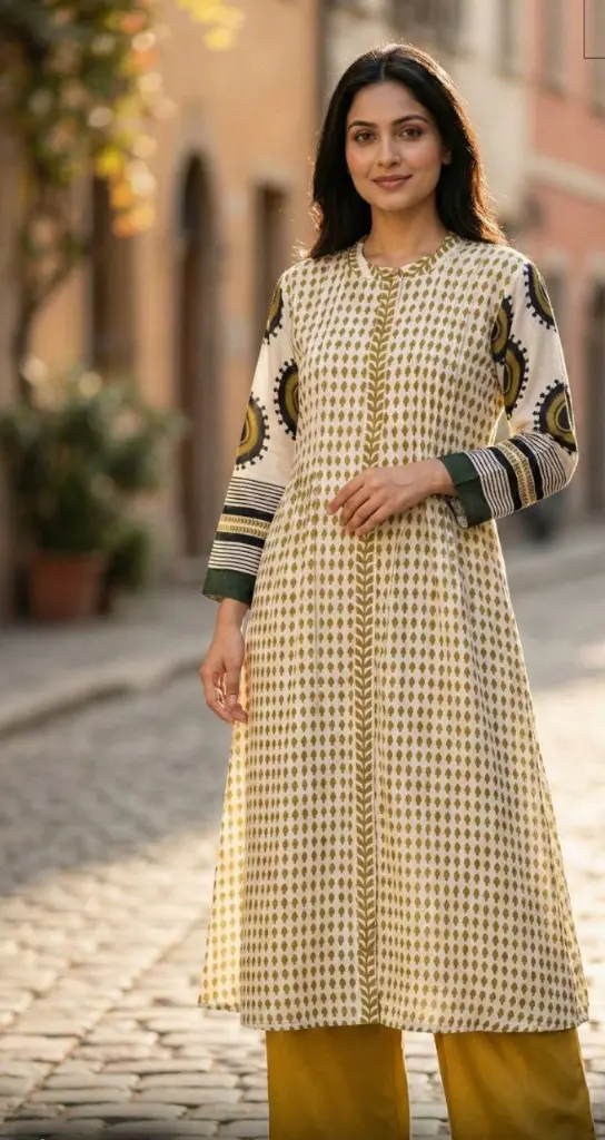 Olive Aura Viscose Muslin Kurta Set