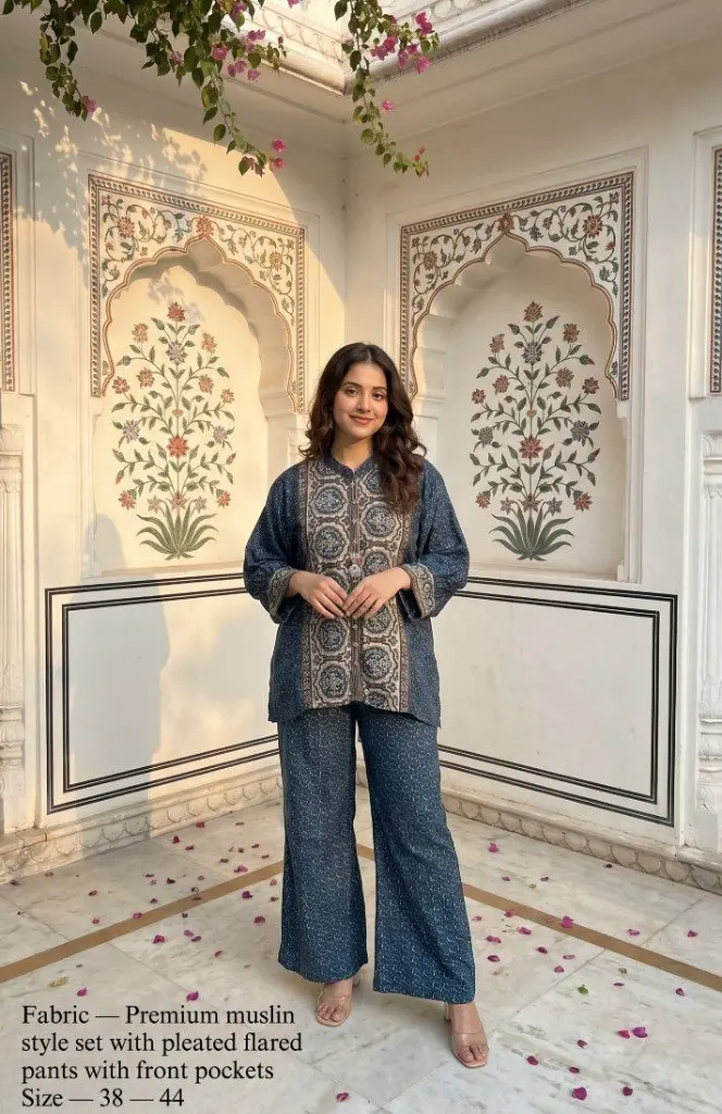 Indigo Royale Muslin Co-Ord Set