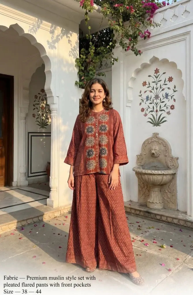 Rust Heritage Muslin Co-Ord Set