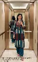 Teal Ajrakh Stripe Muslin Kurta Set