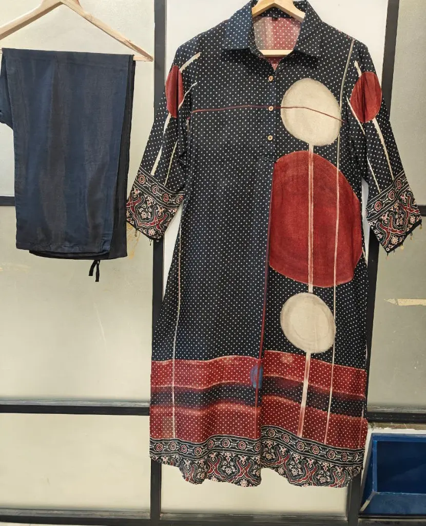 Midnight Orbit Muslin Kurta Set