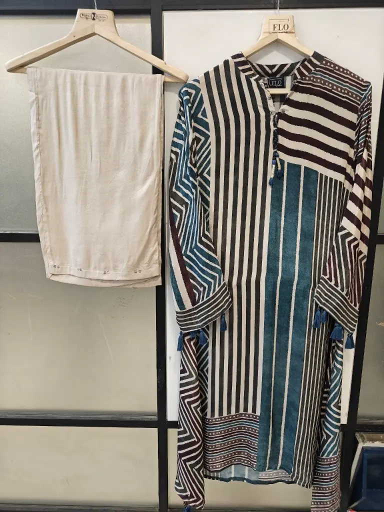 Indigo Maze Crepe Kurta Set