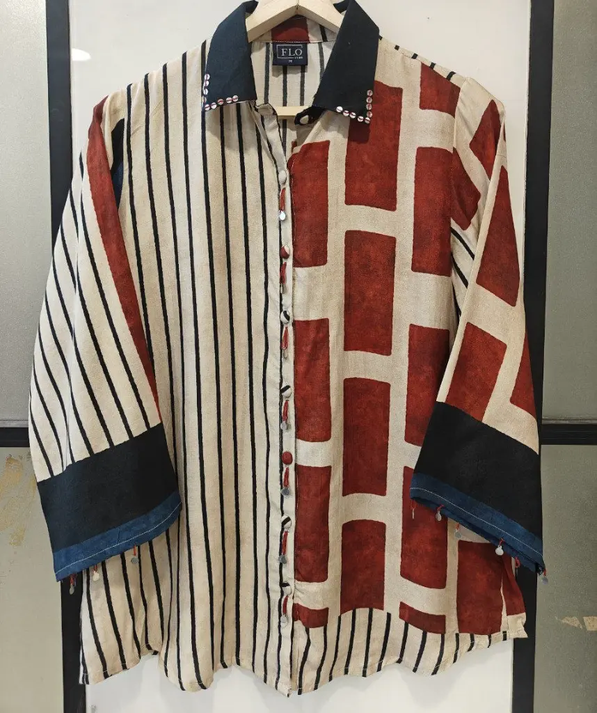 Rust Grid Muslin Shirt Top