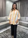 Orange Pure Cotton Tie & dye Printed Shirt Top