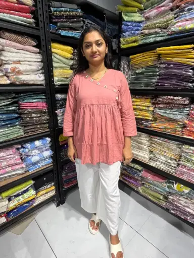 Peach Mirror Embroidered Cotton Tunic