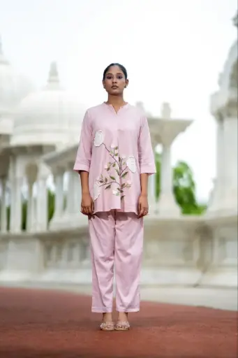 Pink Serenity Patch embroidery Co-ord