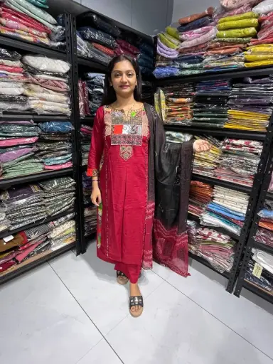 Rimjhim Maroon Multicolor Yoke 3 Pieces Suit Set