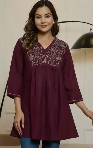 Wine Blossom Everyday cotton Tunic