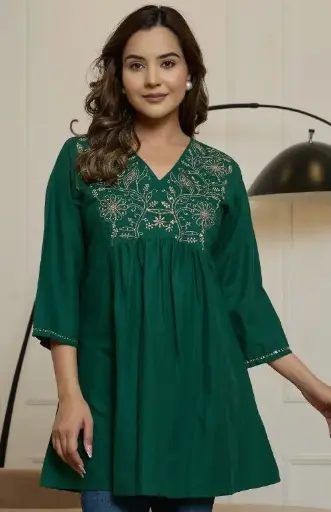 Green Blossom Everyday cotton Tunic