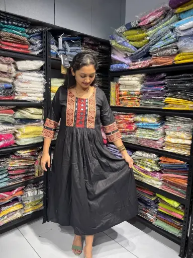 Aarvi Midnight Glow Mirror Cotton Dress