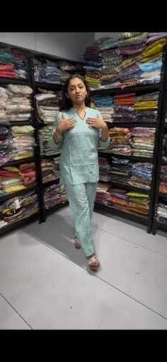 Mint Green Rayon Cotton Embroidered Co-ord Set