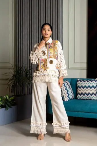 Boho Chic Premium Cotton Co-ord Set with Crochet Lace, Chikankari & Appliqué Detailing