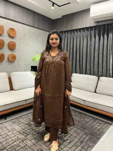 Amaira Mocha Mirror Work Cotton Set