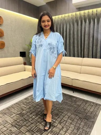 NOVA SKY BLUE EMBROIDERED DRESS