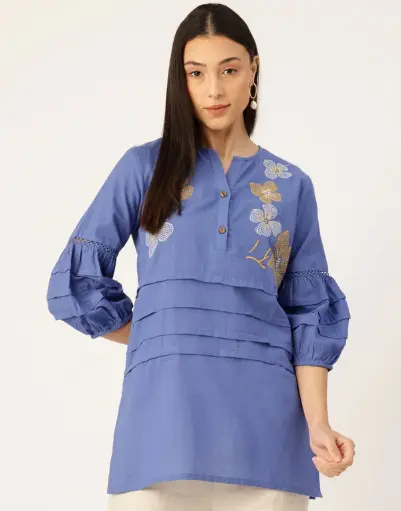 LUMA BLUE EMBROIDERED TOP