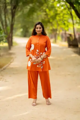 Tangerine Bloom Crochet Cotton Co-ord Set