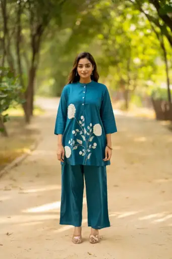 Teal Dream Crochet Blossom Co-ord Set