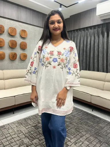 BloomAura Embroidered Cotton Tunic
