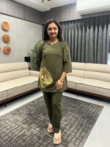 Olive Bloom Embroidered Co-Ord Set