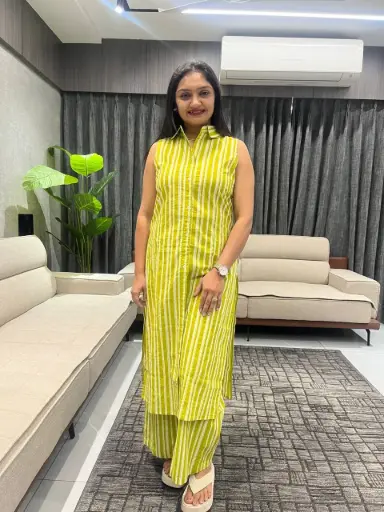 Yellow Cotton Straight-cut Kurta Set