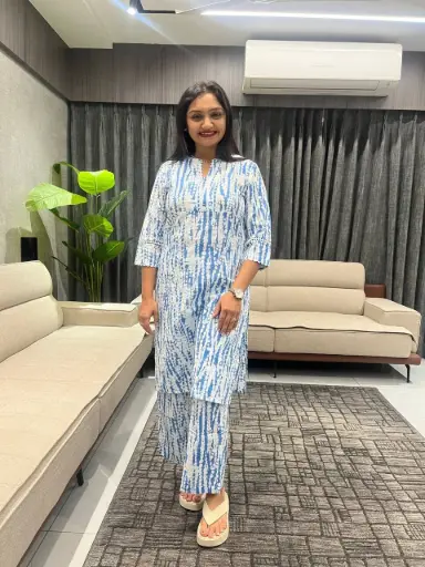 Sky Blue Cotton Straight Kurta Set