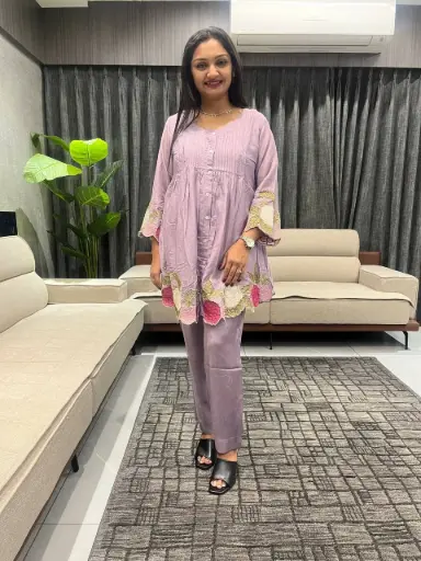 Blush Bloom Chanderi Co-Ord Set