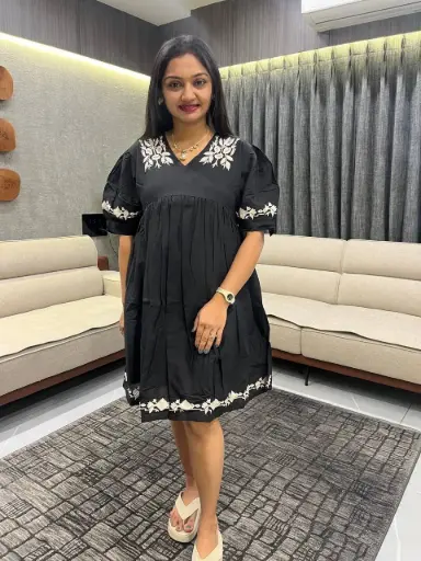 Midnight Bloom Cotton Long Tunic