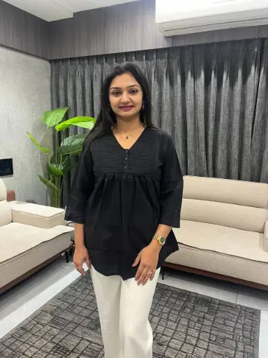 Aira Black Pintuck Cotton Top