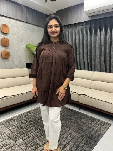 Pravra Cocoa Dobby Cotton Tunic