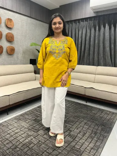 Sunbeam Bloom Embroidered Cotton Tunic