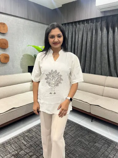 White Embroidered Linen Top