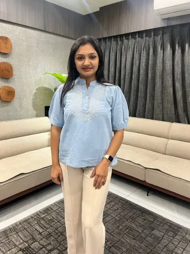 Sky Blue Embroidered Denim Top