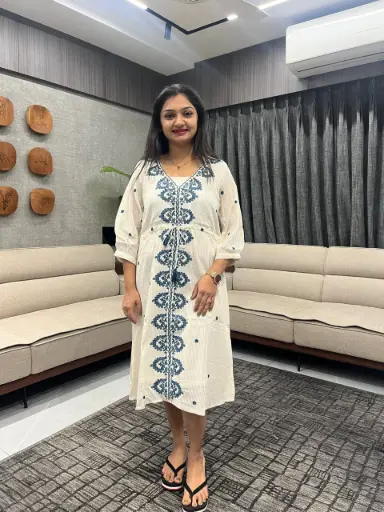 Ivory Grace Embroidered Cotton Dress