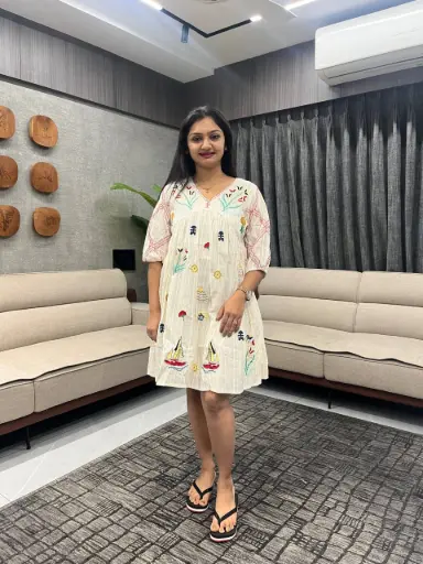 Ivory Embroidered Cotton Tunic