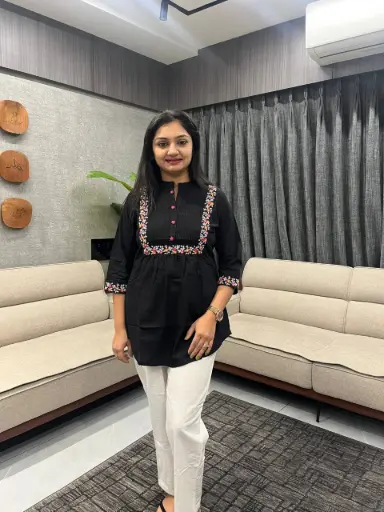 Midnight Bloom Embroidered Cotton Top