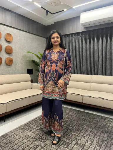 Navy Kashmira Beads Work Co-Ord Set