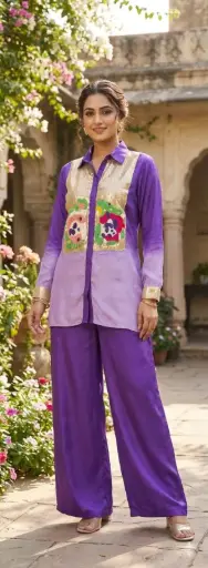 Royal Violet Beads & Sequin Co-Ord Set