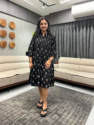 Midnight Bloom Printed Cotton Tunic