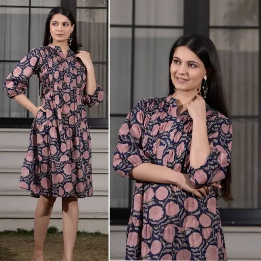 Indigo Bloom Printed Cotton Tunic