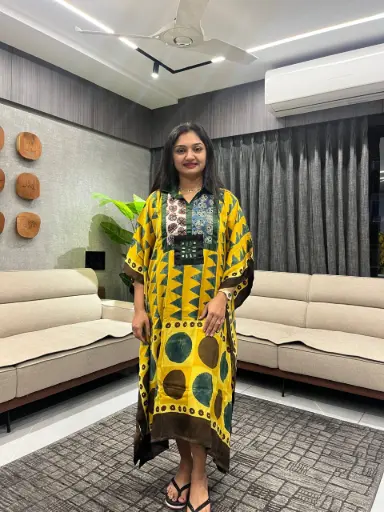 [1221] Sunshine Mirror Modal Silk Kaftan