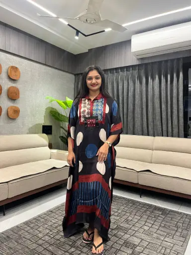 [1222] Midnight Charm Modal Silk Kaftan