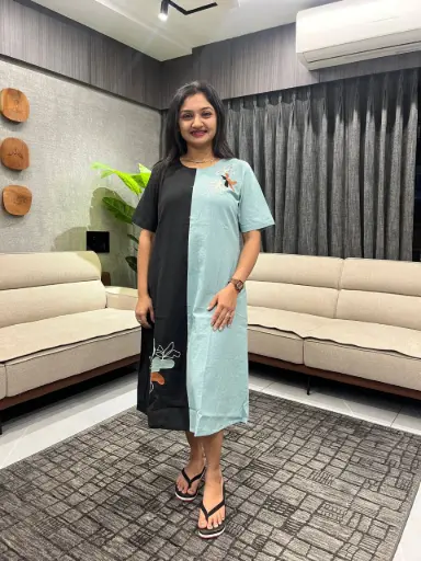 Dual Tone Elegance Cotton Dress