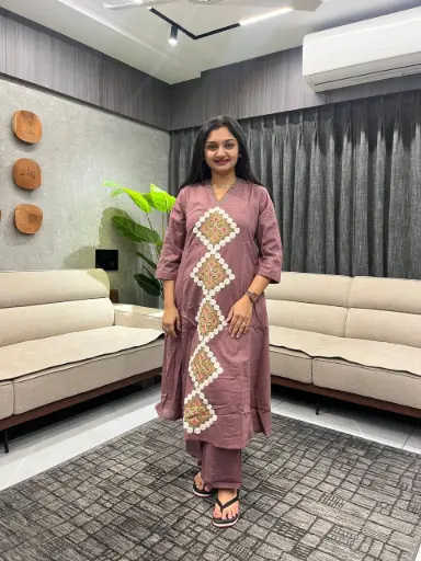 Mauve Heritage Cotton Kurta Set