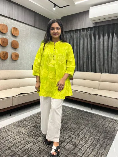 Lime Bloom Cotton Tunic