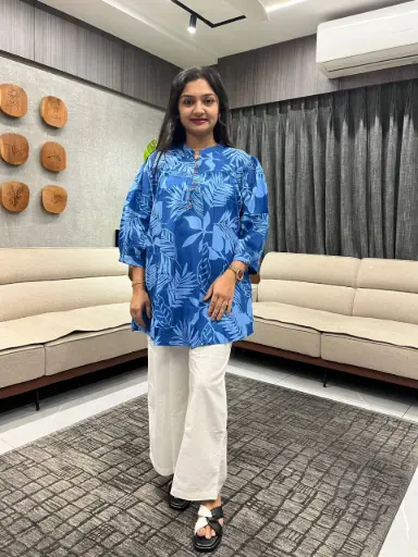 Azure Leaf Cotton Tunic