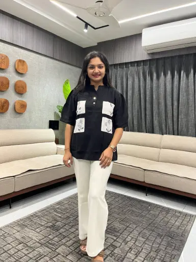 Midnight Grace Linen Top