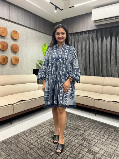 Indigo Boho Ajrakh Tunic