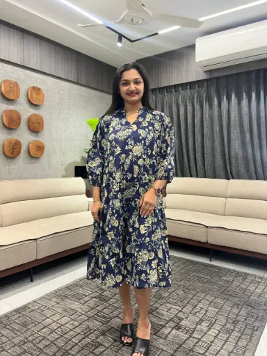 Midnight Bloom Cotton Dress