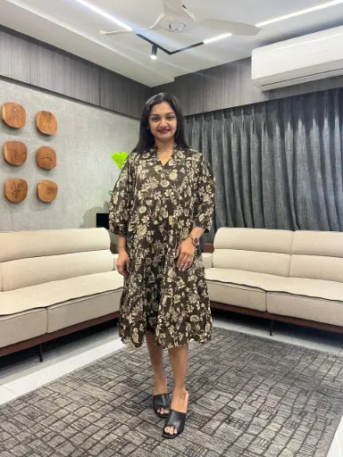 Mocha Blossom Cotton Dress
